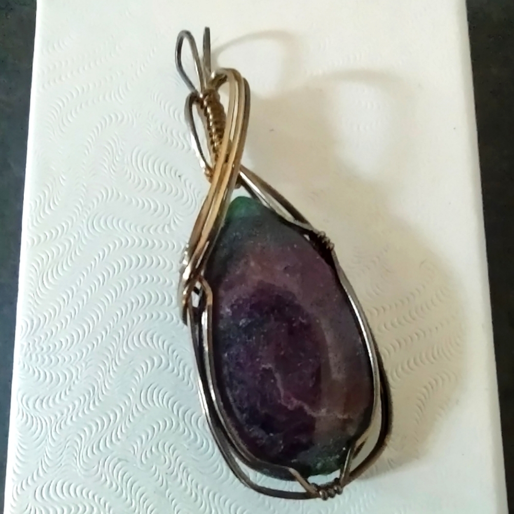 Handcrafted Sterling Silver Wire Wrapped Amethyst Stone Pendant